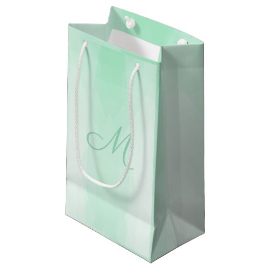 Monogrammed Moderne Sjabloon Elegant Mint Green Klein Cadeauzakje (Voorkant Gekanteld)