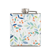 Monogrammed Moderne Waterverven Botanisch Patroon Heupfles (Achterkant)