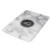 Monogrammed Moderne Witte & Grijze Marmeren Steen Badmat (Gekanteld)