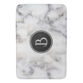 Monogrammed Moderne Witte & Grijze Marmeren Steen Badmat (Voorkant Verticaal)