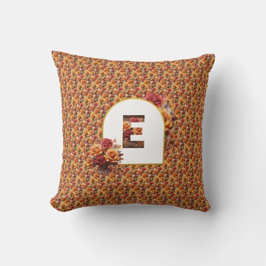 Monogrammed Moeder Oma Verjaardag Herfst Bloemen Kussen (Voorkant)