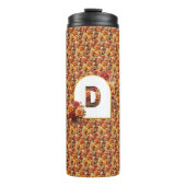 Monogrammed Moeder Oma Verjaardag Herfst Bloemen Thermosbeker (Voorkant)