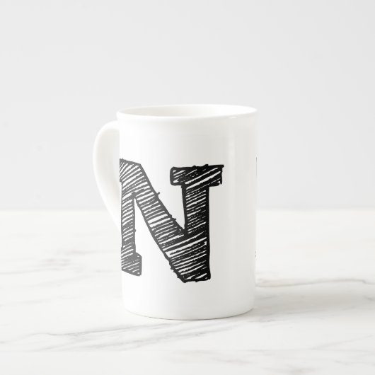 Monogrammed-Mok: Brief "N" Porselein Kop (Links)