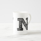Monogrammed-Mok: Brief "N" Porselein Kop (Voorkant rechts)