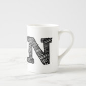 Monogrammed-Mok: Brief "N" Porselein Kop (Rechts)