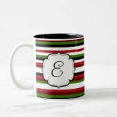 Monogrammed Mok met kersttheekoffiekoffie in de vo (Links)
