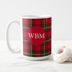 Monogrammed Mok met Rood & Zwart Plaid Ontwerp