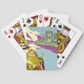 Monogrammed Mooie Blue Lake Boat Illustratie Pokerkaarten (Achterkant)