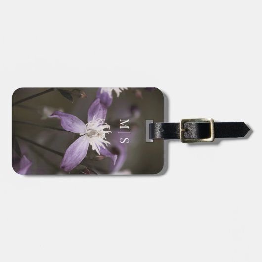Monogrammed Mooie Paarse Clematis Bloem Bagagelabel (Voorkant horizontaal)