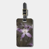 Monogrammed Mooie Paarse Clematis Bloem Bagagelabel (Voorkant verticaal)