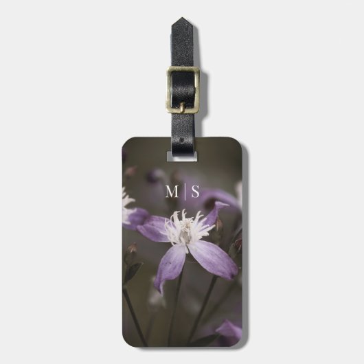 Monogrammed Mooie Paarse Clematis Bloem Bagagelabel (Voorkant verticaal)