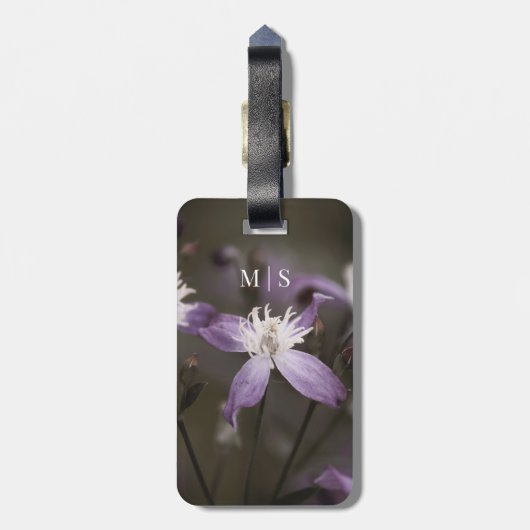 Monogrammed Mooie Paarse Clematis Bloem Bagagelabel (Achterkant verticaal)