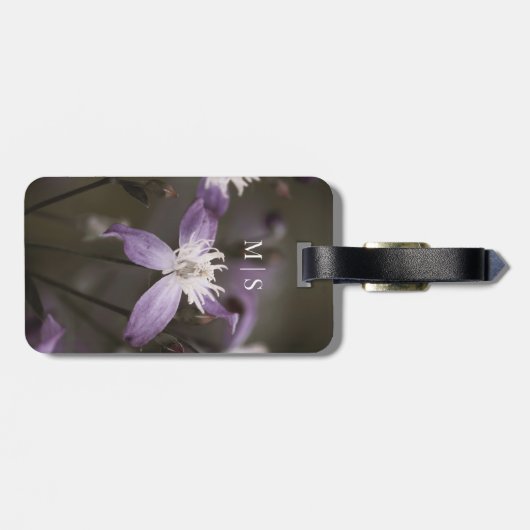 Monogrammed Mooie Paarse Clematis Bloem Bagagelabel (Achterkant horizontaal)