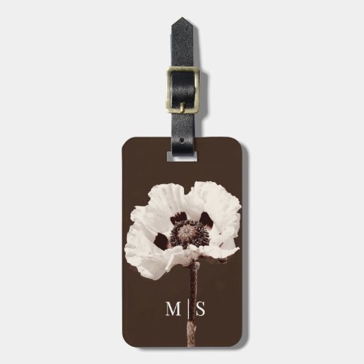 Monogrammed Mooie Witte Montana Wildflower Bagagelabel (Voorkant verticaal)