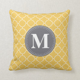 Monogrammed Moroccan Lattice in Yellow / Grey Kussen