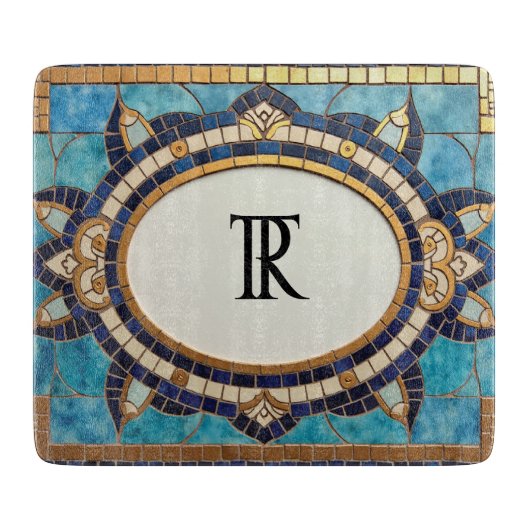 Monogrammed Mosaic Glass Cutting Board Snijplank (Voorkant)