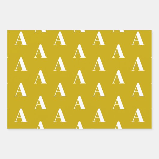 Monogrammed mosterdbrons shades custom Initiaal Inpakpapier Vel (Voorkant)