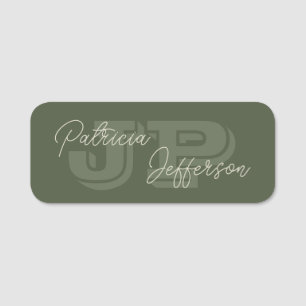 Monogrammed Mosterdgeel Handgeschreven kalligrafie Naamplaatje