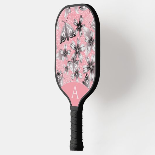 Monogrammed Moth Meadow Pink Pickleball Paddle (Links)