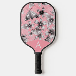 Monogrammed Moth Meadow Pink Pickleball Paddle