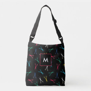 Monogrammed Multi Colour Black Scissors Patroon Crossbody Tas