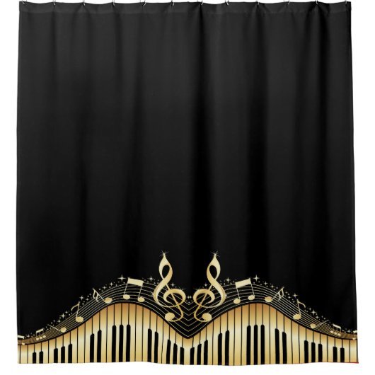 Monogrammed Musical Keyboard Douchegordijn (Voorkant)