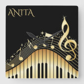 Monogrammed Musical Keyboard Vierkante Klok (Voorkant)