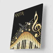 Monogrammed Musical Keyboard Vierkante Klok (Hoek)