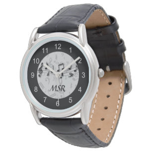 Monogrammed Musical Notes Horloge