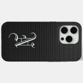 Monogrammed "N" Faux Carbon Fiber OtterBox Case-Mate iPhone Case (Achterkant (horizontaal))