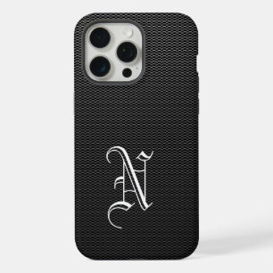 Monogrammed "N" Faux Carbon Fiber OtterBox iPhone 15 Pro Max Case