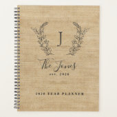 Monogrammed naam aangepaste familie rustiek 2026 planner (Voorkant)