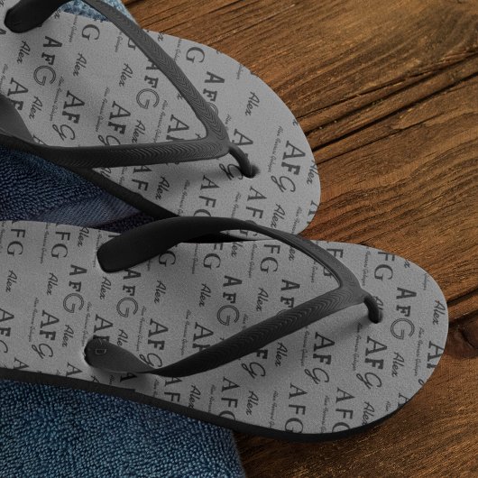 Monogrammed naam All-Over-Print Grijs Teenslippers