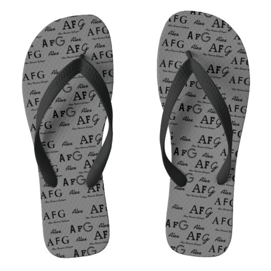 Monogrammed naam All-Over-Print Grijs Teenslippers (Voetbed)