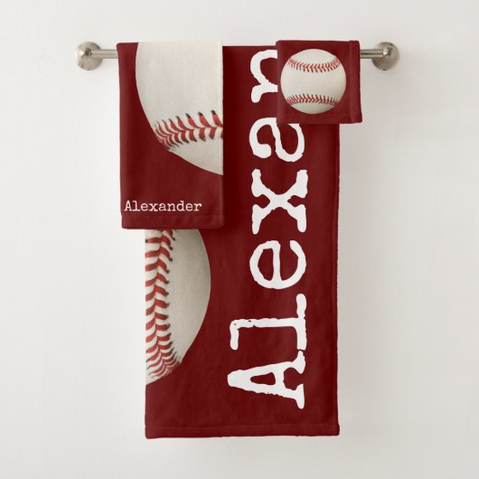 Monogrammed-naam,  Baseball Maroon roest Bad Handdoek (Insitu)