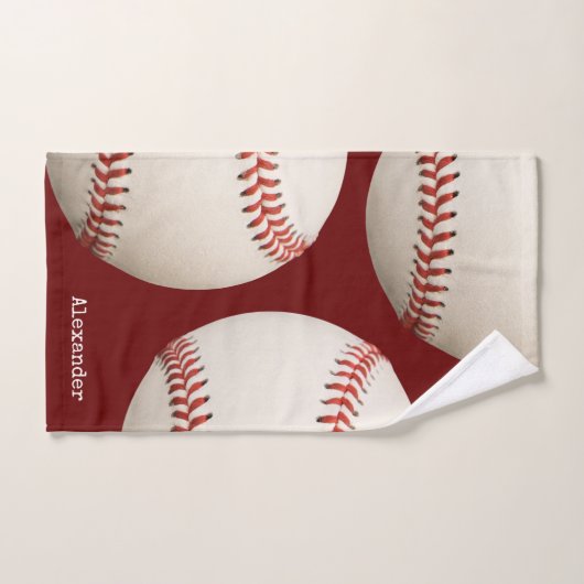 Monogrammed-naam,  Baseball Maroon roest Bad Handdoek (Handdoek)