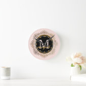 Monogrammed-naam | Boho Mandala Blush Pink Gold Ronde Klok (Huis)