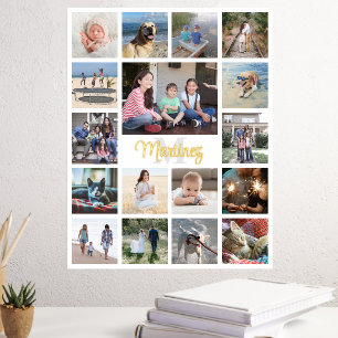 Monogrammed Naam en Initiaal Moderne Fotocollage Folie Afdrukken