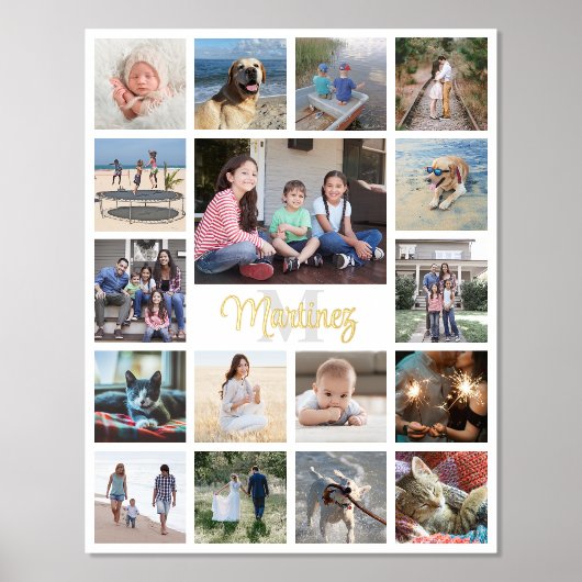 Monogrammed Naam en Initiaal Moderne Fotocollage Folie Afdrukken (Voorkant)