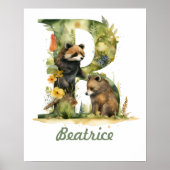 Monogrammed naam kwekerij Poster Woodland letter B (Voorkant)