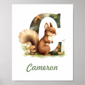 Monogrammed naam kwekerij Poster Woodland letter C (Voorkant)