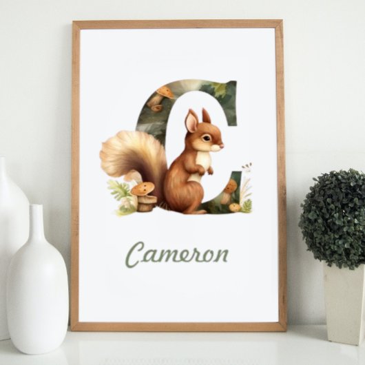 Monogrammed naam kwekerij Poster Woodland letter C
