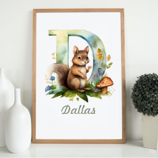 Monogrammed Naam kwekerij Poster Woodland Letter D