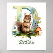 Monogrammed Naam kwekerij Poster Woodland Letter D (Voorkant)