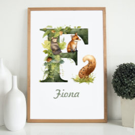 Monogrammed naam kwekerij Poster Woodland letter F