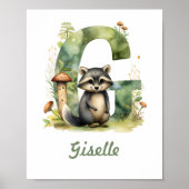 Monogrammed Naam kwekerij Poster Woodland Letter G (Voorkant)