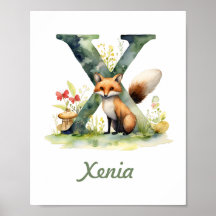 Monogrammed Naam kwekerij Poster Woodland Letter X