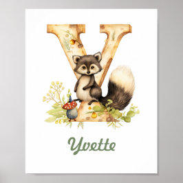 Monogrammed naam kwekerij Poster Woodland letter Y