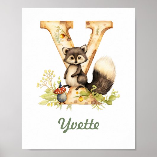 Monogrammed naam kwekerij Poster Woodland letter Y (Voorkant)