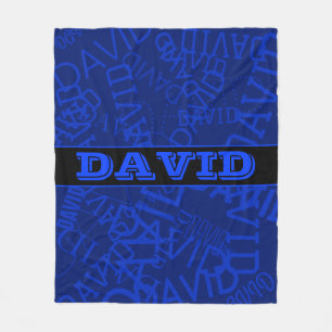 Monogrammed naam met naam collage in marineblauw fleece deken
